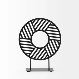 New Look décorations pour la maison Sculpture de table pour salon et chambre à coucher moderne abstrait métal fer noir objet au prix de gros - Product Image 4