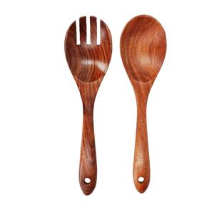 Ensemble de cuillères en bois d'acacia Fourchette en bois d'acacia et salade Tossand Mix SERVEUR À SALADE EN BOIS SET DE 2 KETCHENWAR UNIQUE FAIT À LA MAIN - Product Image 1