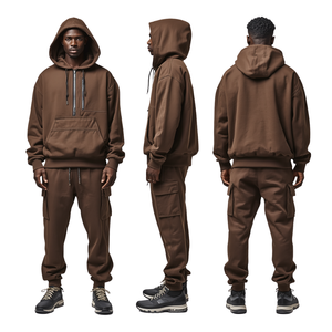 Conjunto Deportivo Personalizado de Algodón Grueso Estilo Utilitario, Sudadera con Capucha Extra Grande y Pantalones Jogger, Ropa OEM - Product Image 4