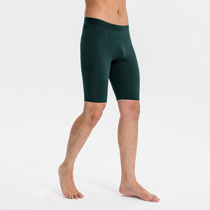 Short de compression taille haute pour hommes, collants de fitness d'été avec logo personnalisé, couche de base solide pour la course à pied, style décontracté - Product Image 4