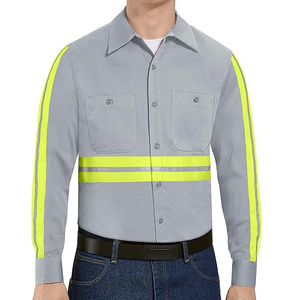 Construction sécurité travail porter uniforme hommes à manches longues 100% coton Polo bouton haute visibilité vêtements de sécurité industrielle pour hommes - Product Image 4