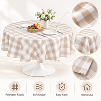 Nappe ronde en polyester à carreaux, imperméable et lavable, pour pique-nique en extérieur, couverture de table pour jardin et fête