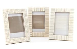 Tons ivoire neutres riches faits à la main de luxe respectueux de l'environnement Rectangle os incrustation cadre photo perles en laiton personnalisées Surface collée - Product Image 2