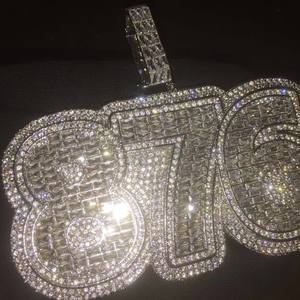 Nombre personalizado VVS Moissanite Diamond Baguette Cut Pendant & Charm Chapado en oro blanco IG Certified Iced Hip Hop Style Hombres Mujeres - Product Image 4