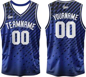 Sublimación Jóvenes Hombres Mujeres Reversible Baloncesto Jersey Uniforme Conjunto Color Azul Pantalones Cortos Mejor Diseño - Product Image 4