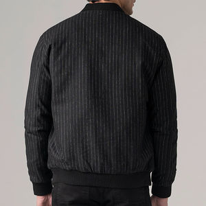 Wholesale Customizable Black Bomber Woolen <b>Jacket</b> 100% High Quality Slim Regular Fit Full-Sleeve Casual Winter <b>Jacket</b> Front - Product Image 4