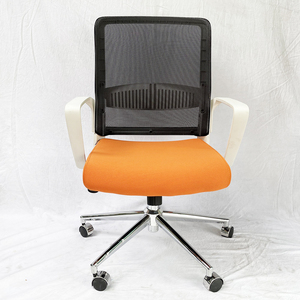 Silla de Oficina Giratoria Java XT01 HOGVP137, Silla Elevadora Minimalista con Cojín de Tela Naranja y Estructura Blanca para Hogar, Taller, Dormitorio - Product Image 2