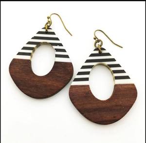 Fashion Jewelry Wood Hot Selling Item <b>Earrings</b> for Women Made of <b>Resin</b> and Wood for Party From India Handmade <b>Earrings</b> for Women - Product Image 2