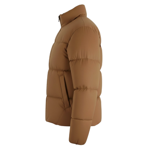 Chaqueta Acolchada de Invierno para Hombre, Estilo Urbano, Color Marrón, con Cuello Alto, Cálida, Ligera, Rellena de Algodón - Product Image 6