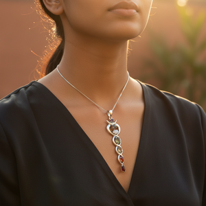 Collar con Colgante de Chakra de Plata 925, Chapado en Rodio, con Diamantes, Joyería Religiosa con Piedras Preciosas para Mujer, Material Principal Oro, Patrón Numérico - Product Image 1