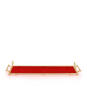 Plateau de service rectangulaire de luxe en marbre avec poignées dorées, couleur personnalisable et design européen léger pour les célébrations de Diwali - Product Image 4