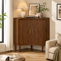 Meuble d'angle moderne avec portes tambour cannelées, rangement en bois pour salon, chambre, petit espace, vente en gros