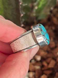 Semipreciosa turquesa natural 925 plata esterlina piedra preciosa hecha a mano anillo de plata joyería minimalista al por mayor precio de fábrica - Product Image 3