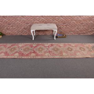 Turkish Vintage <b>Runner</b> <b>Rug</b> 2.5x12.5 ft, Beige Wool <b>Rug</b> - Product Image 3