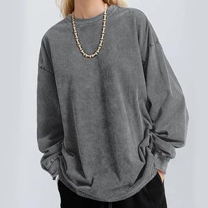 Tissu extensible pour femmes surdimensionné lavage à l'acide sweats à capuche 100% coton tenue décontracté pour l'hiver fabriqué femmes sweat - Product Image 1