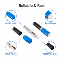 Connecteur rapide à fibre optique SC LX21 monomode pour assemblage sur site, idéal pour l'installation de câbles FTTH et l'utilisation en réseau optique