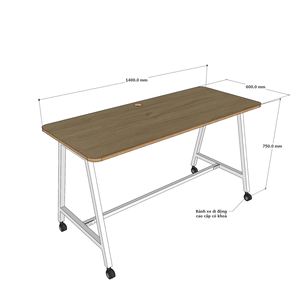 CFOS002 Pieds de table mobiles en métal au design minimaliste pour bureaux de 140x60cm, revêtement poudré - Product Image 5