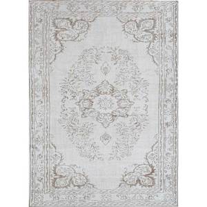 Tapis en laine noué à la main vintage ivoire Pae-07, motif médaillon abstrait rectangulaire, nouveau tapis de salon pour la maison, techniques artisanales - Product Image 1