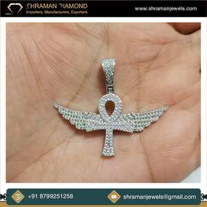 Or blanc massif 10 carats ailes de jésus glacées Ankh croix laboratoire cultivé diamant Hip Hop pendentif religieux bijoux fins colliers idées cadeaux - Product Image 5