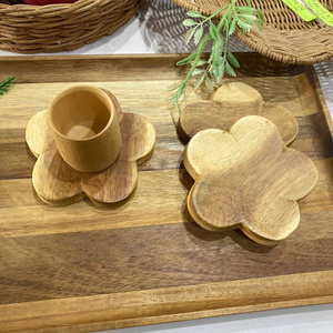 High Quality Customized Handcrafted Acacia Beech Wood Eco-Friendly Irregular Shape Home Creative Doussiewood Coaster Mats Pads - Product Image 1