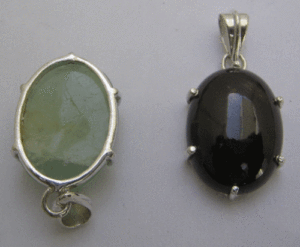 Pendentif en argent sterling 925 Shah Gems pour femme, onyx noir naturel, serti de diamants, plaqué rhodium, forme géométrique, or rose - Product Image 1