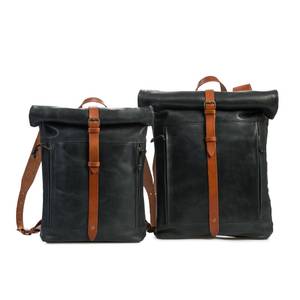 Sac à dos roll top en cuir minimaliste style vintage pour homme LRTB-0087 étanche pour les voyages d'affaires ordinateur portable cuir véritable - Product Image 1