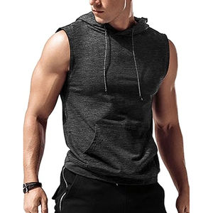 Haute qualité 100% coton sans manches hommes hauts d'entraînement confortable blanc hommes débardeurs sweats à capuche respirant pour l'hiver pas cher - Product Image 1