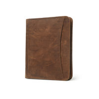 Portefeuille en cuir de buffle fait main fermeture à glissière 13x10 pouces Vintage marron voyage bureau organisateur A5 lettre Portable