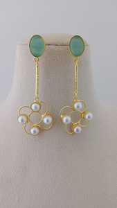 Pendientes de perlas de imitación indias hechos a mano Premium patrón moderno latón imitación rodio plateado moda personalizable para mujer - Product Image 2