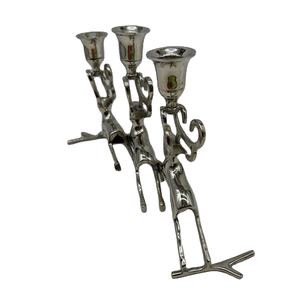 Bougie chauffe-plat géométrique en métal noir, verre rond et métal - Product Image 3