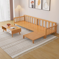 Précommande - Canapé modulaire scandinave en bois massif, chaise longue en tissu simple et moderne, coin pour petit appartement, meubles de salon