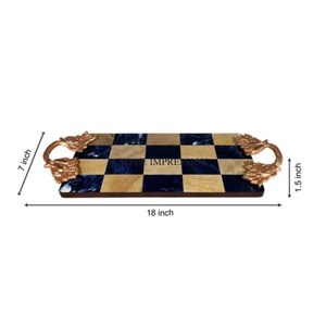 Bandeja elegante de aspecto real hecha de madera de calidad superior con hojas de color dorado, asas de diseño para comida y suministro de artículos para servir ensaladas - Product Image 5