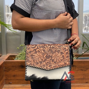 Custom Wholesale OEM 2025 New Design Tooled Cowhide Leather Fashion Handbags Genuine Leather Shoulder Crossbody Bag for Women's - Product Image 1