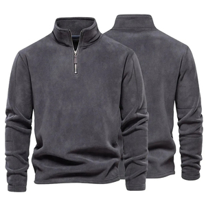 Chaqueta de Lona de Color Sólido con Media Cremallera para Hombre, Nueva Moda |   Chaqueta Casual Impermeable y Cortavientos de Alta Calidad - Product Image 2
