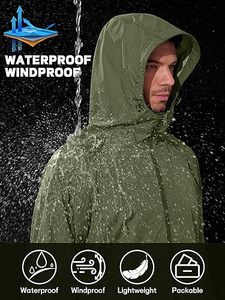 Custom Eco-Friendly Reusable Lotus Fabric Waterproof <b>Windbreaker</b> Long Raincoat Men Women Hiking <b>Camping</b> Rain Wear - Product Image 3