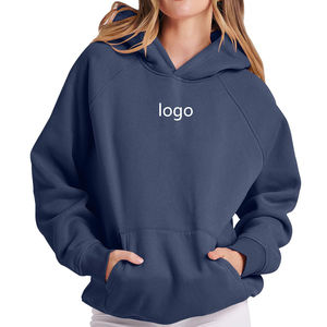 Sweats à capuche personnalisés 100% coton femmes pull uni surdimensionné Streetwear 300gsm poids lourd goutte épaule sweats à capuche pour les femmes - Product Image 1