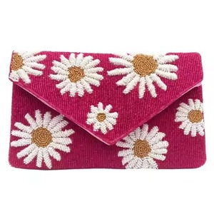 Colorful Cotton Foundation Handmade Seed Beads Beaded Clutch <b>Bag</b> with Ethnic Pattern Stylish Women Embroidery Work - Product Image 3