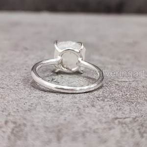 เครื่องประดับหินดิบสำหรับผู้หญิงแหวนพลอยมูนสโตนสีรุ้งธรรมชาติอัญมณีวงแหวนเงินสเตอร์ลิง925 - Product Image 5