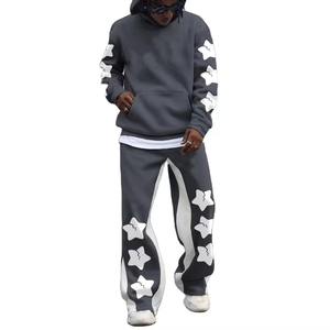 Conjunto de Sudadera y Pantalones Deportivos Personalizados para Hombre, 2 Piezas, Chándal con Logotipo, Estampado Gráfico Cuadrado en 3D, Proveedor de Chándales Apilados - Product Image 1