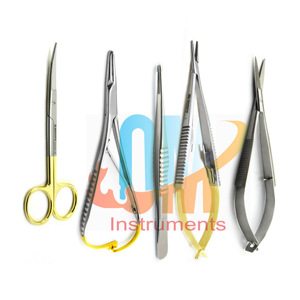 Ensemble d'instruments microchirurgicaux Castroviejo comprenant des ciseaux, un porte-aiguille droit, des pinces à ligature CVD, des instruments dentaires et oculaires |   OldMed - Product Image 6