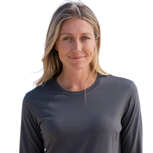 T-shirt à manches longues pour femme, gris foncé, col rond, 100% coton biologique de luxe, pré-rétréci, certifié GOTS, coupe classique, doux et premium - Product Image 4