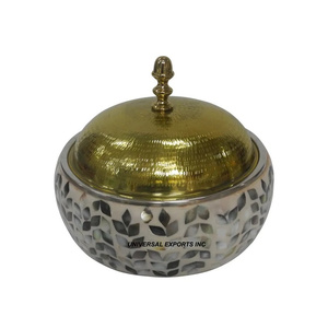 Mother of Pearl Hotpot Diseño personalizado Cazuela hecha a mano Forma redonda Mesa Utensilios de cocina Calentador de alimentos de metal - Product Image 2