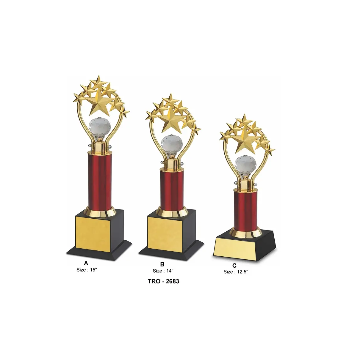 Hadiah dan Kerajinan Paling Laris Perusahaan 7 Bintang Piala untuk Penghargaan Layanan Ling Menggunakan Piala dan Plak dari Produsen India