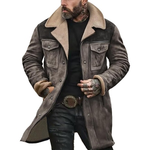 Abrigo de Cuero de Gamuza Estilo Vintage para Hombre con Forro Cálido de Borrego - Product Image 3