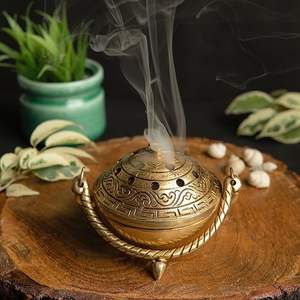 Large Brass <b>Incense</b> Burner For Home Decor And Prayer Rooms Designed To Hold Multiple Sticks And <b>Cones</b> Easily - Product Image 1