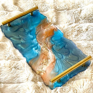 Organisateur compact de plateau de rangement de vanité en résine de Style ange de luxe pour pinceaux à parfum et plus encore pour commode ou décor de salle de bain - Product Image 1