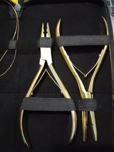 Kit d'outils professionnels d'extensions de cheveux en acier inoxydable plaqué or pour micro-pinces à anneaux - Product Image 5