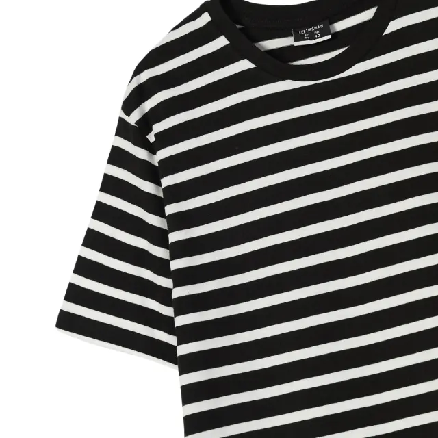 men's Stripe White/black Half Sleeve T-shirt cotton polyester