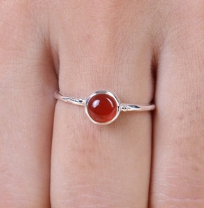 Cornaline lisse naturelle 5mm pierre précieuse solide 925 argent Sterling fin fait à la main minuscule minimaliste éternité Vermeil bague en gros - Product Image 2