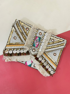 Haute qualité Vintage Banjara pochette femmes luxe tissu artisanat sac à main Satin doublure pièce motif vente chaude Qatar - Product Image 3